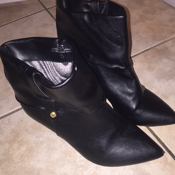 Black Leather Ankle Booties - Picture 2 of 4